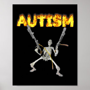 Poster Autism Skeleton Engraçado Memória De Tanque Especí