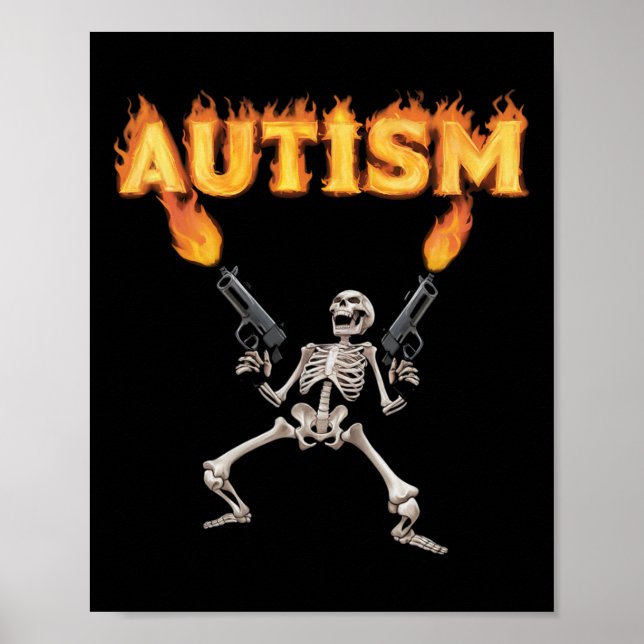 Poster Autism Skeleton Engraçado Memória-Tanque Específic (Frente)