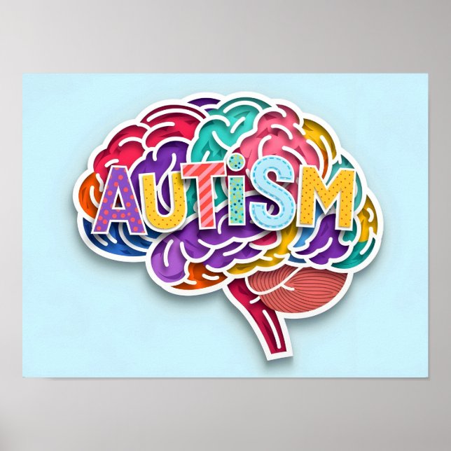 Poster Autismo Arco-Íris Arco-Íris Tipografia Neurodivers (Frente)