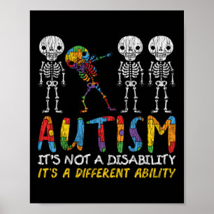 Poster Autismo Awerness - Skeleton Dabbing Autitic Kids A