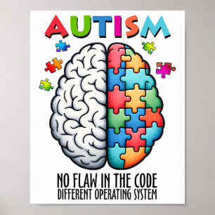 Poster Autismo Cérebro Quebra-cabeça Sem Falha No Código