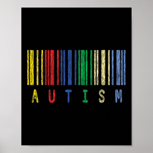 Poster Autismo Código de Barras Colorido Suporta Crianças (Frente)