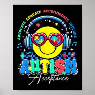 Poster Autismo Consciência Aceitação Sorriso Enfrentado T