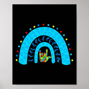 Poster Autismo Consciência Arco-Íris Suporte Símbolo de Q