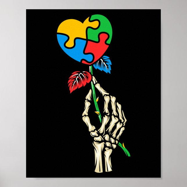 Poster Autismo Consciência do crânio Rosa Autismo Quebra- (Frente)