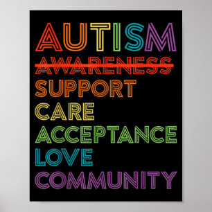 Poster Autismo Consciência Suporte Aceitação de Cuidados