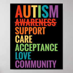 Poster Autismo Consciência Suporte Aceitação de Cuidados