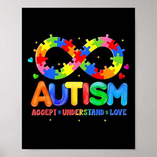 Poster Autismo Conscientista Accept Compreende Amor Com A (Frente)