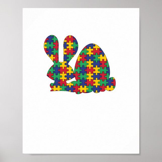 Poster Autismo de coelho páscoa de consciência do coelho  (Frente)