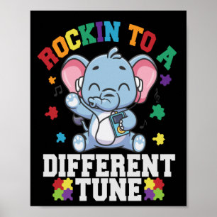 Poster Autismo de elefante giro em sintonia diferente