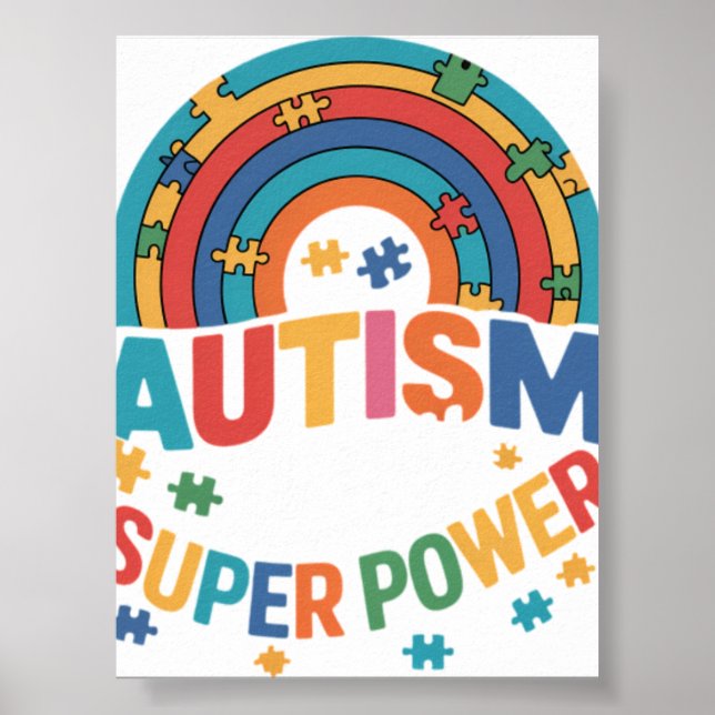 Poster Autismo É Meu Super Poder ADHD Puzzle Conscientiza (Frente)