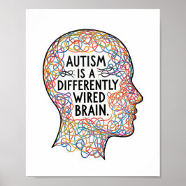 Poster Autismo é uma citação de arte de linha cerebral co