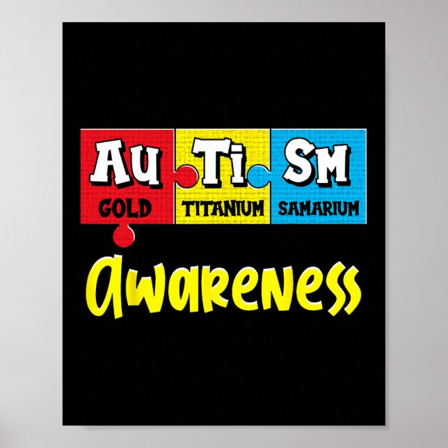 Poster Autismo Engraçado Quebra-cabeça Químico Periódico  (Frente)