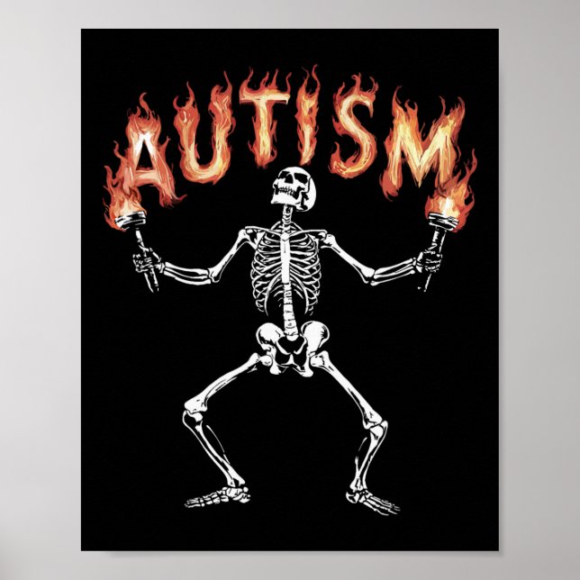 Poster Autismo Esqueleto Memória Engraçado Incêndio Esque (Frente)