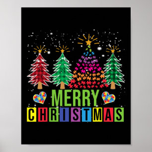 Poster Autismo Feliz Árvore de Natal Correspondência de X