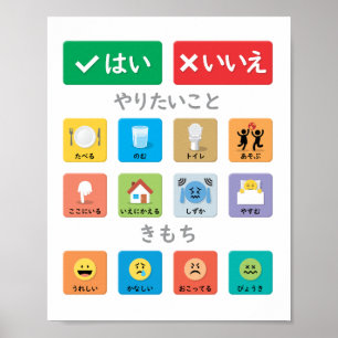 Poster Autismo japonês AAC PECS Apontando Comunicação 01