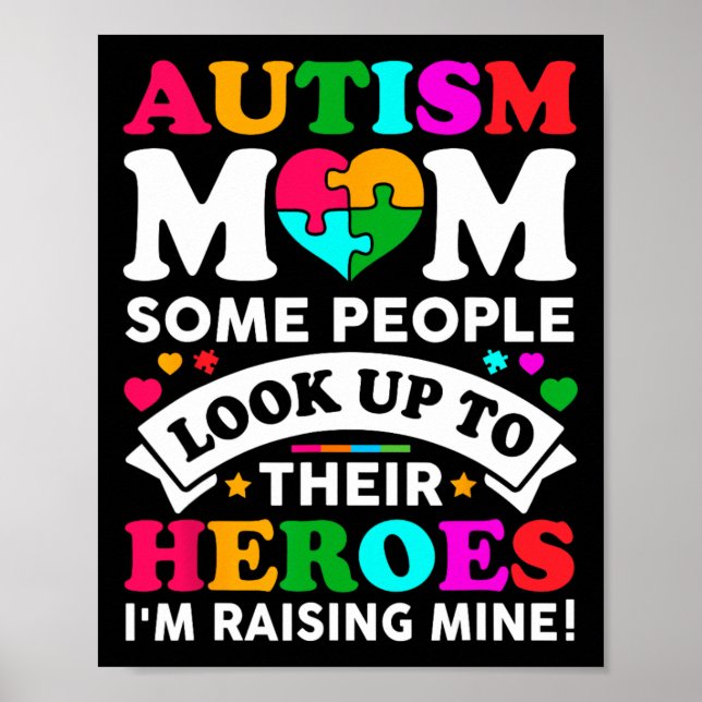 Poster Autismo Mãe algumas Pessoas olham para seus heróis (Frente)