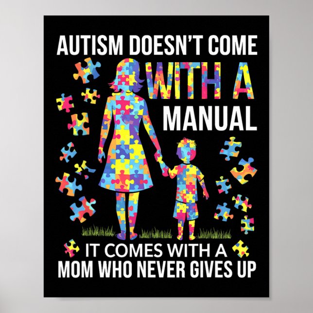 Poster Autismo, Mãe, Apoio A Mães Fortes (Frente)