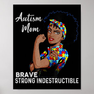 Poster Autismo Mãe Autismo Indestrutível Consciência Pret