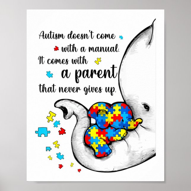 Poster Autismo Mãe Camisa Mulheres Autismo Sensibilização (Frente)