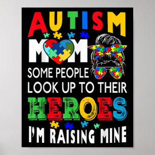 Poster Autismo Mãe Levantando Herói Bagunça Mensagem Bun