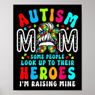 Poster Autismo Mãe Levantando Herói Bagunça Mensagem Bun