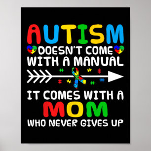 Poster Autismo Mãe não vem com um Autismo manual