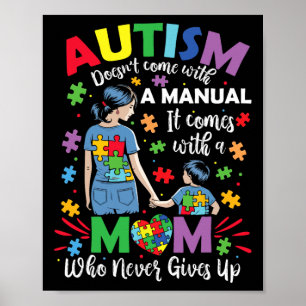 Poster Autismo Mãe não vem com um Autismo manual