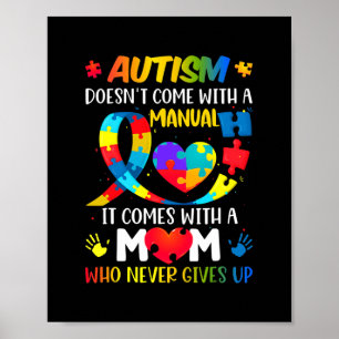 Poster Autismo Mãe não vem com uma mulher manual