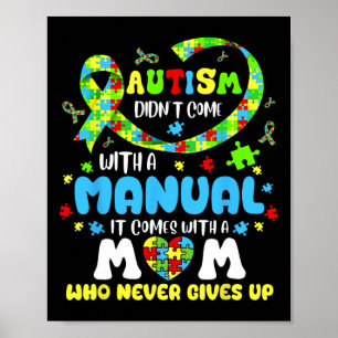 Poster Autismo Mamãe não vem com um Autismo feminino manu