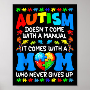 Poster Autismo Mamãe não vem com um Autismo feminino manu