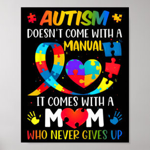 Poster Autismo Mamãe não vem com um Autismo feminino manu