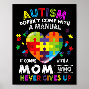 Poster Autismo Mamãe Não Vem Com Um Autismo Manual Mulher