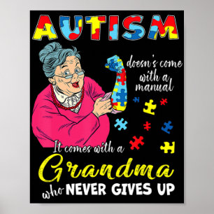 Poster Autismo não vem com uma avó manual que nunca