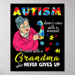 Poster Autismo não vem com uma avó manual que nunca