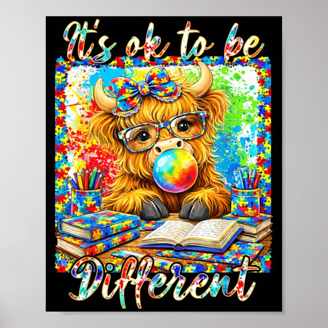 Poster Autismo Neurodiversidade Vaca das Terras Altas ser (Frente)