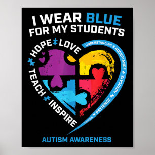 Poster Autismo Professora Camisa Homens Professores Autis
