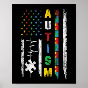 Poster Autismo Quebra-cabeça de Sinalizador Americano Hom