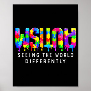 Poster Autismo quebra-cabeça tinta gotejamento vendo de f