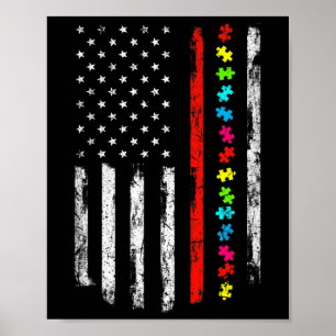Poster Autismo Sensibilização 4 de julho Thin Red Line Fi