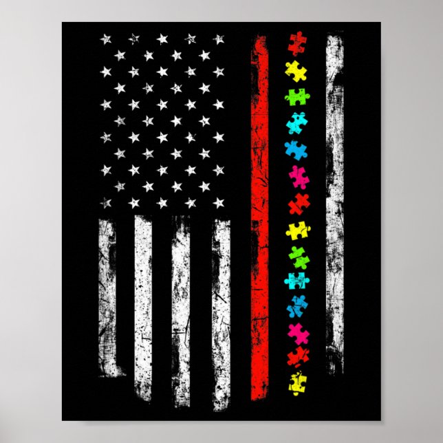 Poster Autismo Sensibilização 4 de julho Thin Red Line Fi (Frente)