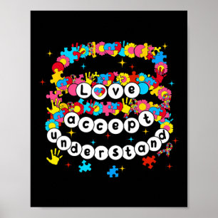 Poster Autismo Sensibilização Aceita Amor Compreende Brac