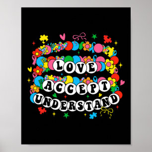 Poster Autismo Sensibilização Aceita Amor Compreende Brac