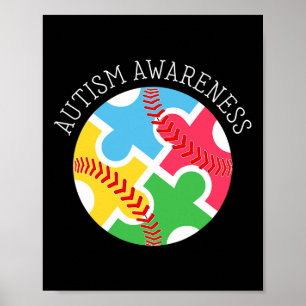 Poster Autismo Sensibilização Autismo Suporte a Baseball