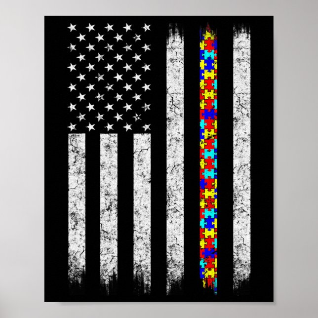 Poster Autismo Sensibilização Bandeira Americana (Frente)