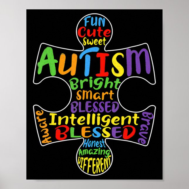 Poster Autismo Sensibilização Coração Homens Abençoados M (Frente)