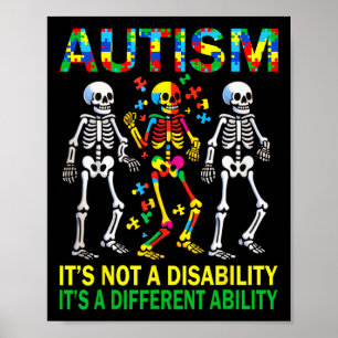 Poster Autismo Sensibilização Esqueleto Dançando Crianças