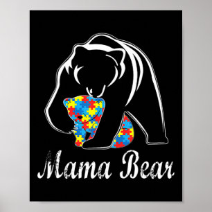 Poster Autismo Sensibilização Mamã Bear Suporte a Adultos