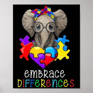 Poster Autismo Sensibilização Óculos de Difusão Elefante 