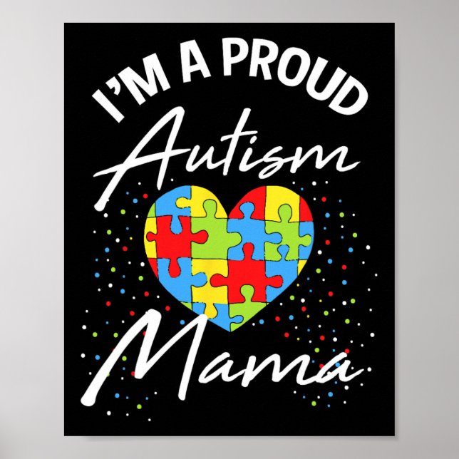 Poster Autismo Sensibilização Orgulhosa Mãe Quebra-cabeça (Frente)